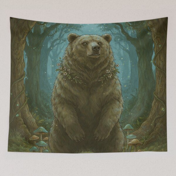 Item preview, Mystical Forest Bear Spirit – Enchanted Woodland Animal Art designed and sold by JanjjaSoulInk.