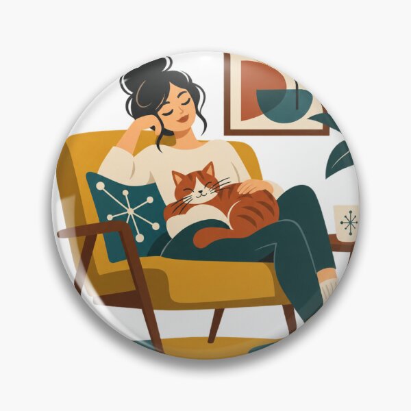 Item preview, Cat Mom Retro Badge designed and sold by A Light Worker.