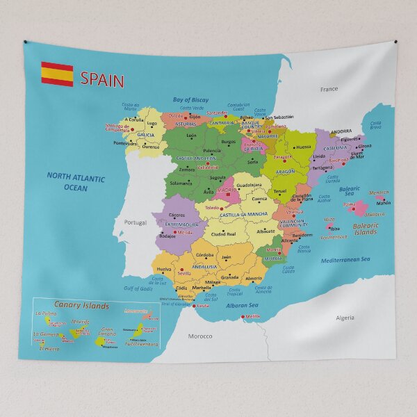 Item preview, Spain Political Map Poster | Regions & Cities designed and sold by alijun.