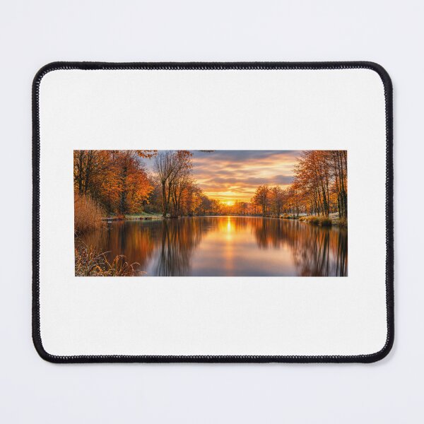 Item preview, Serene Autumn Sunset Over Treos pond designed and sold by Jinxyboy1908.