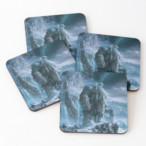 Item preview, A colossal Frost Giant standing upon a vast frozen mountain plateau, Fantasy & Mythological Creatures designed and sold by CDC40.
