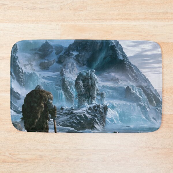 Item preview, A colossal Frost Giant standing upon a vast frozen mountain plateau, Fantasy & Mythological Creatures designed and sold by CDC40.