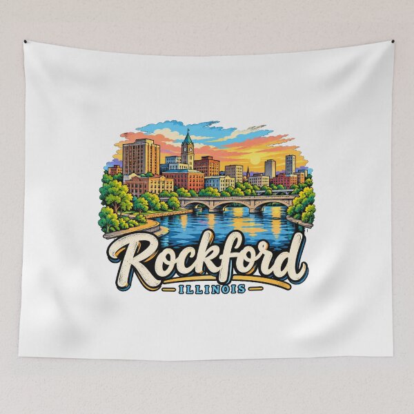 Item preview, Hand Drawn Rockford Illinois Travel Souvenir Landmark Gift designed and sold by MichaeIRellov.