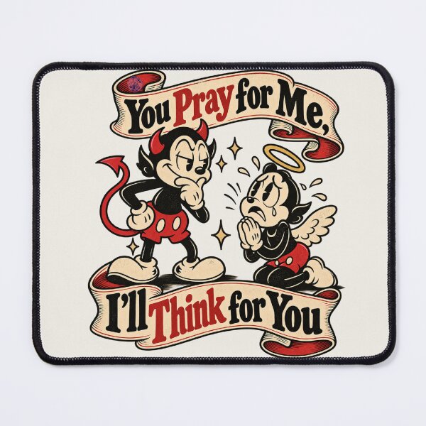 Item preview, You Pray for Me, I’ll Think for You – Funny Vintage 1930s Cartoon T-Shirt designed and sold by Preston Meyers Designs.