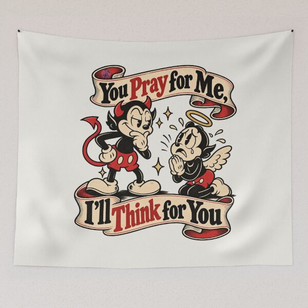 Item preview, You Pray for Me, I’ll Think for You – Funny Vintage 1930s Cartoon T-Shirt designed and sold by Preston Meyers Designs.