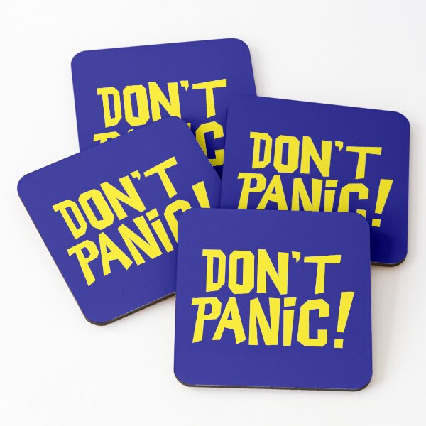 Item preview, NDVH Don't Panic - Yellow on navy H2G2 designed and sold by Nik’s T-Shirts.