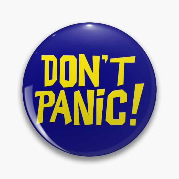 Item preview, NDVH Don't Panic - Yellow on navy H2G2 designed and sold by Nik’s T-Shirts.