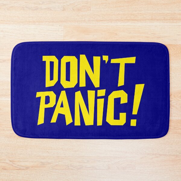 Item preview, NDVH Don't Panic - Yellow on navy H2G2 designed and sold by Nik’s T-Shirts.