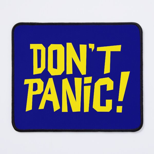 Item preview, NDVH Don't Panic - Yellow on navy H2G2 designed and sold by Nik’s T-Shirts.