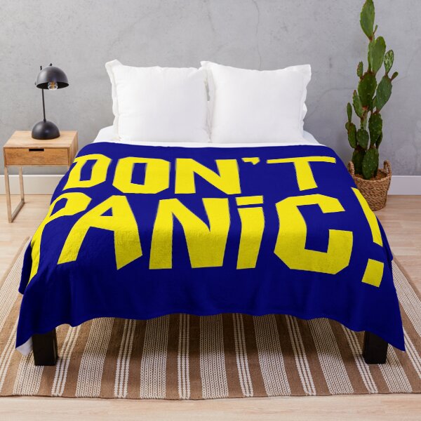 Item preview, NDVH Don't Panic - Yellow on navy H2G2 designed and sold by Nik’s T-Shirts.
