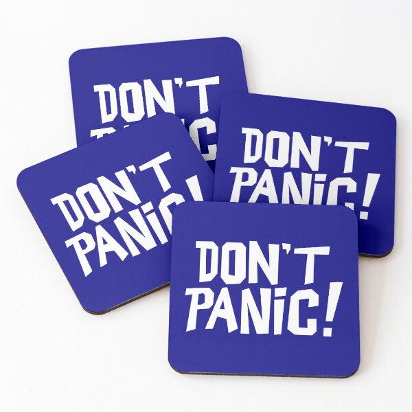 Item preview, NDVH Don't Panic - White on navy H2G2 designed and sold by Nik’s T-Shirts.