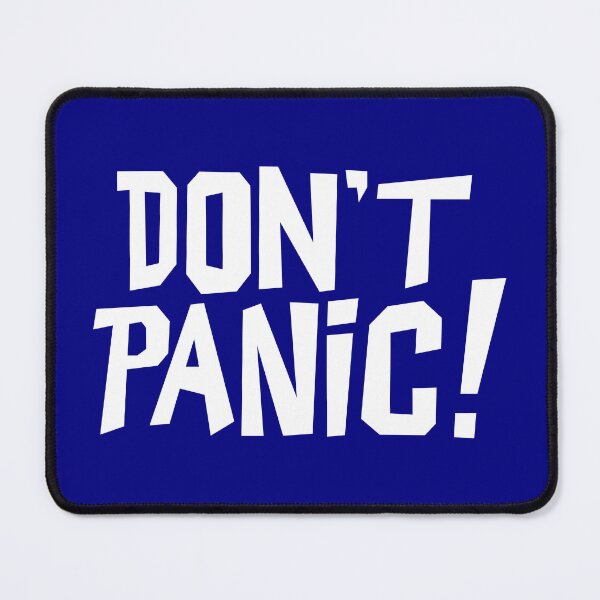 Item preview, NDVH Don't Panic - White on navy H2G2 designed and sold by Nik’s T-Shirts.