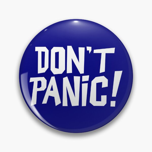 Item preview, NDVH Don't Panic - White on navy H2G2 designed and sold by Nik’s T-Shirts.