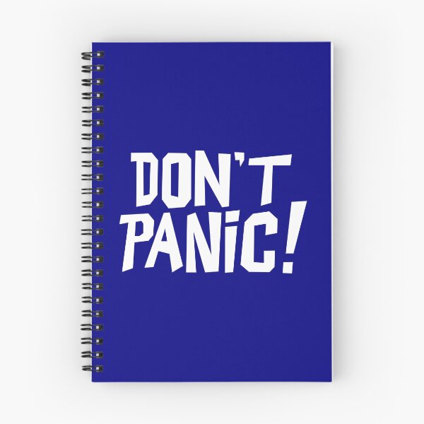 Item preview, NDVH Don't Panic - White on navy H2G2 designed and sold by Nik’s T-Shirts.