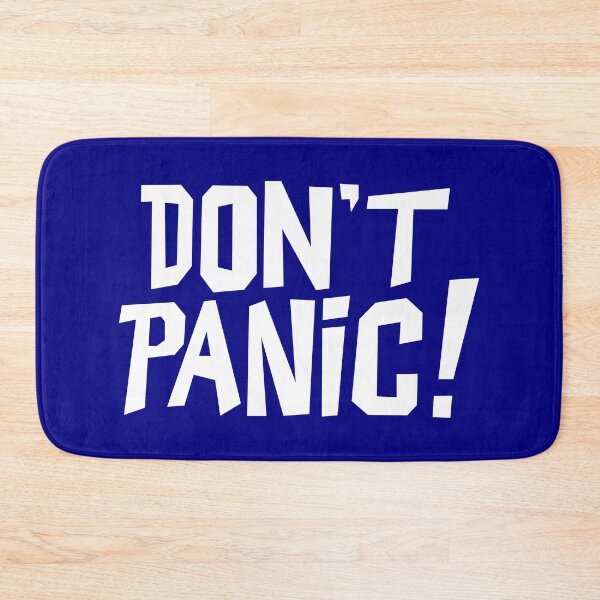 Item preview, NDVH Don't Panic - White on navy H2G2 designed and sold by Nik’s T-Shirts.