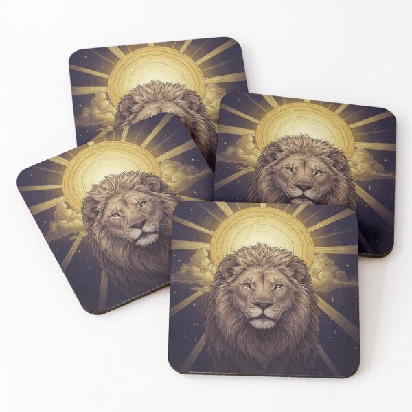 Item preview, Solar Lion Spirit – Mystical Golden Celestial Lion Art designed and sold by JanjjaSoulInk.