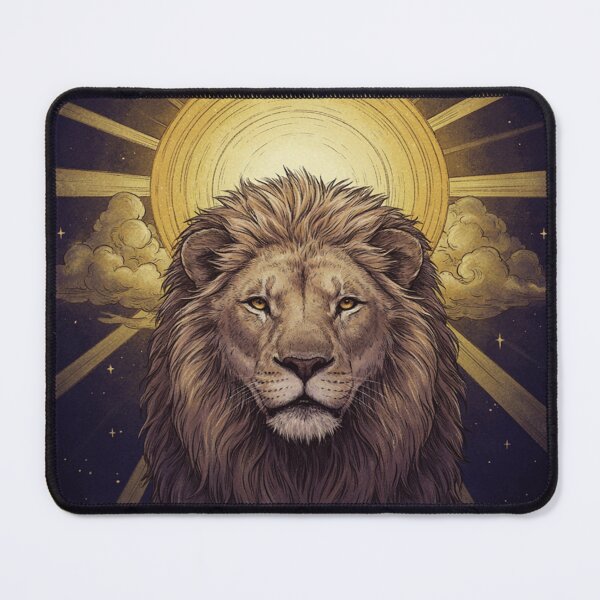 Item preview, Solar Lion Spirit – Mystical Golden Celestial Lion Art designed and sold by JanjjaSoulInk.