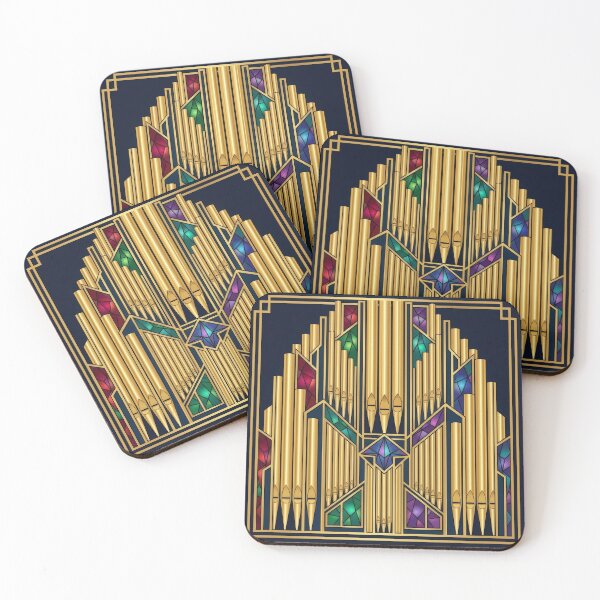 Item preview, Art Deco Organ Pipe Stained Glass AI Illustration designed and sold by pinkal.