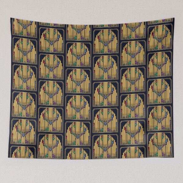 Item preview, Art Deco Organ Pipe Stained Glass AI Illustration designed and sold by pinkal.