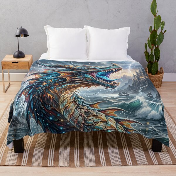 Artikelvorschau, Leviathan - Epic Sea Dragon Fantasy Art entworfen und verkauft von Lucid Dream Pixel.