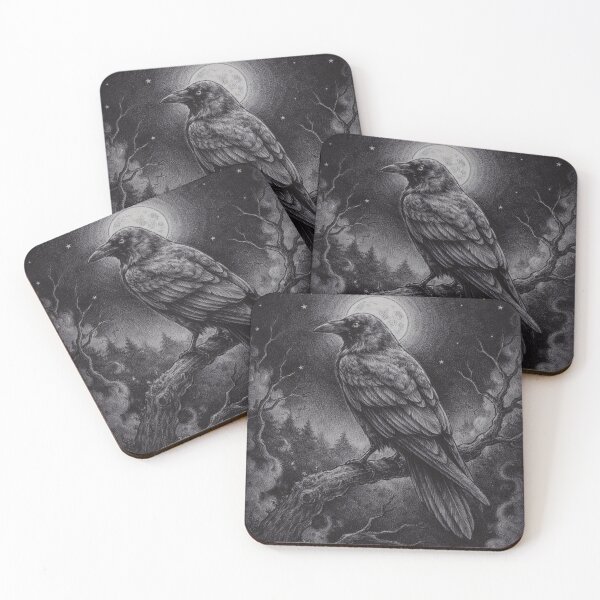 Item preview, Mystical Raven Spirit – Gothic Moonlit Fantasy Bird Art designed and sold by JanjjaSoulInk.