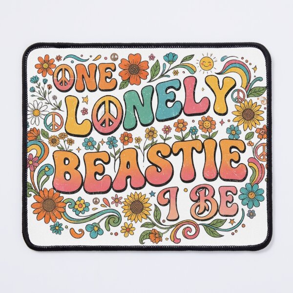 Item preview, One Lonely Beastie I Be Retro Hippie Groovy Quote Peace & Flowers Design designed and sold by CreativeNest Prints.