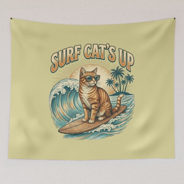Item preview, Surf Cat's Up Funny Surfing designed and sold by FurRealStudioCo.