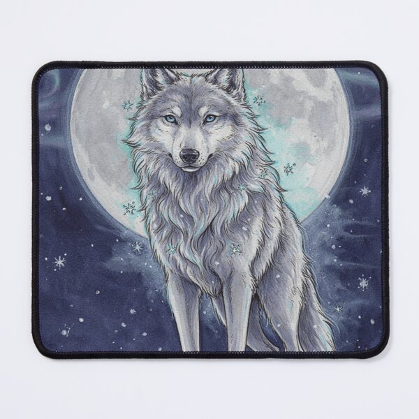 Item preview, Mystical Arctic Wolf Spirit – Winter Moon Fantasy Art designed and sold by JanjjaSoulInk.