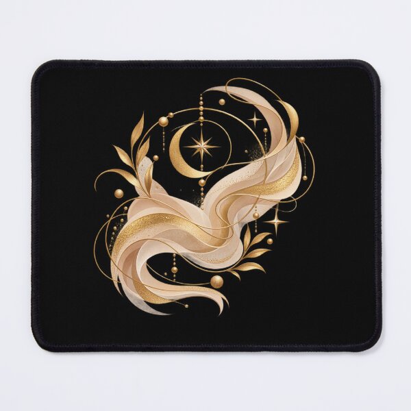 Item preview, Boho Celestial Fluid Moon and Leaves Gold Art designed and sold by BohoMysticArt.
