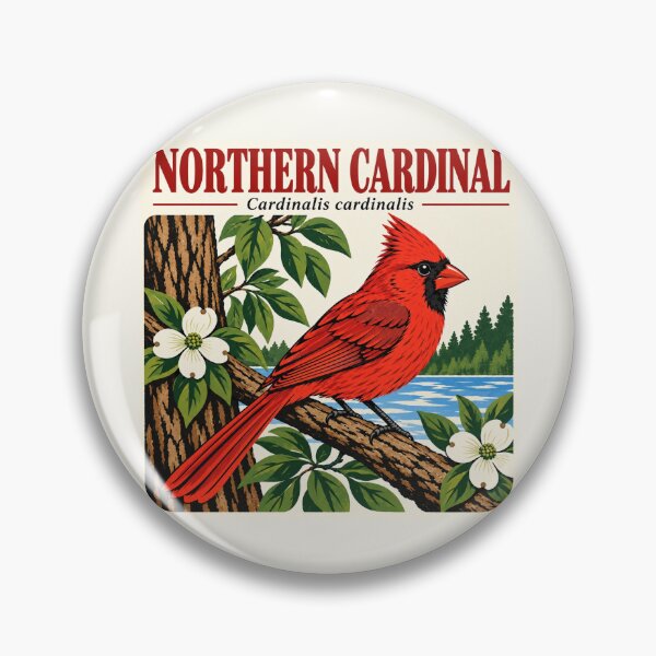 Item preview, Northern Cardinal Vintage Bird Illustration designed and sold by American Fieldmark Studio.