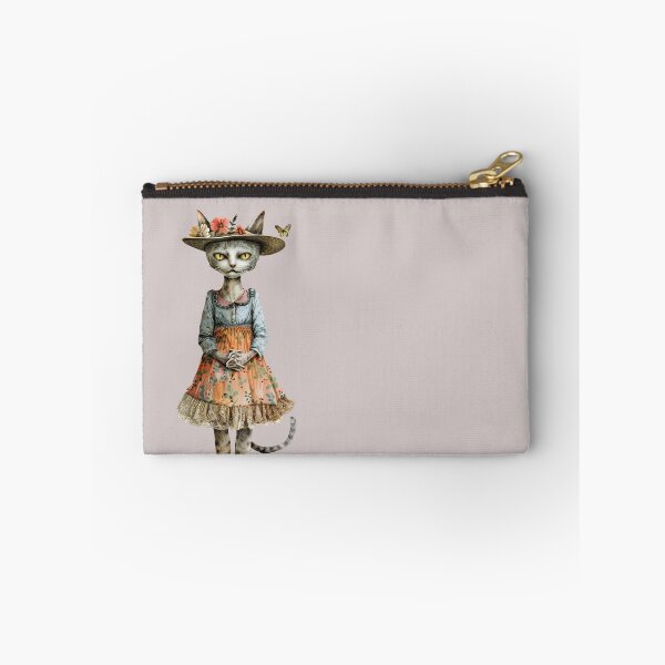 Item preview, Vintage Anthropomorphic Cat in Floral Dress – Cottagecore Aesthetic designed and sold by EVESTUDIOART.