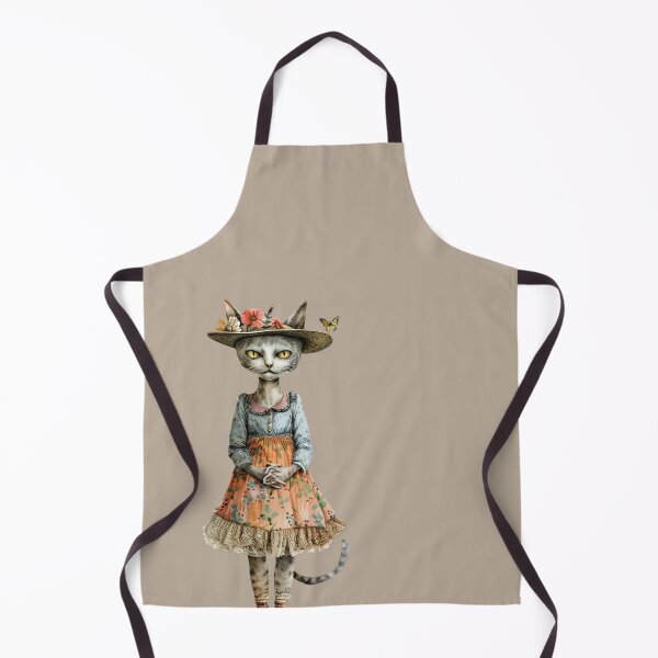 Item preview, Vintage Anthropomorphic Cat in Floral Dress – Cottagecore Aesthetic designed and sold by EVESTUDIOART.