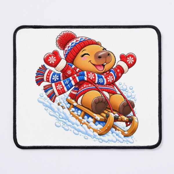 Item preview, Cute Sledding Capybara – Winter Snow Adventure designed and sold by CapybaraTravels.