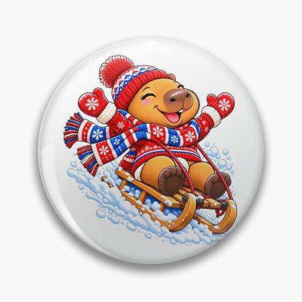Item preview, Cute Sledding Capybara – Winter Snow Adventure designed and sold by CapybaraTravels.