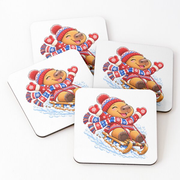 Item preview, Cute Sledding Capybara – Winter Snow Adventure designed and sold by CapybaraTravels.