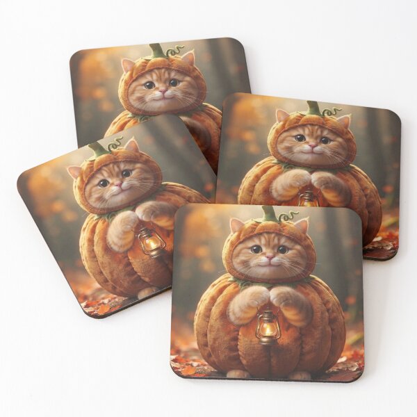 Item preview, Chonky orange tabby cat in a pumpkin costume holding a glowing lantern designed and sold by Mindworx21.