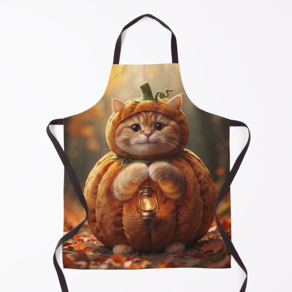 Item preview, Chonky orange tabby cat in a pumpkin costume holding a glowing lantern designed and sold by Mindworx21.