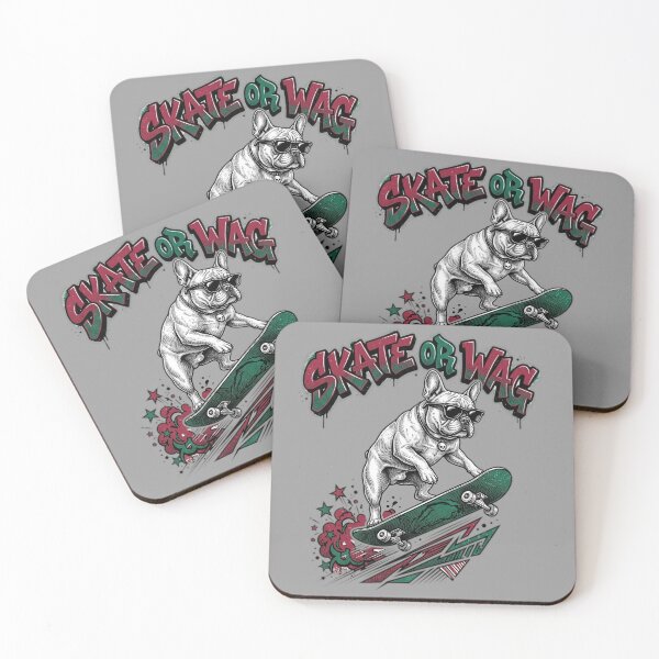 Item preview, Skate or Wag Funny Skateboard Dog designed and sold by FurRealStudioCo.