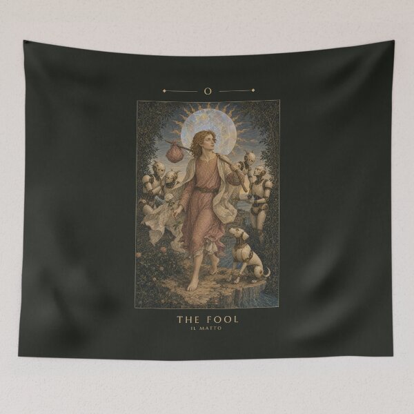 Item preview, The Fool Tarot Card - Cyber Renaissance Dark Deck Art Print designed and sold by DMarquiseArt.
