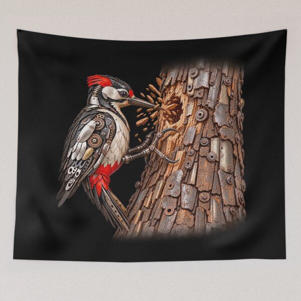 Item preview, Woodpecker Art – Scrap Metal Mechanical Bird Sculpture designed and sold by Emoji Emblems.