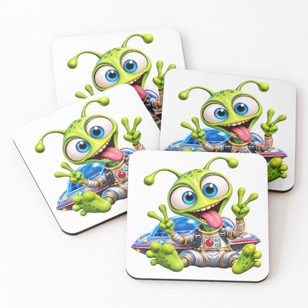 Item preview, Funny Green Alien UFO – Goofy Space Cartoon designed and sold by AleksanderLamek.