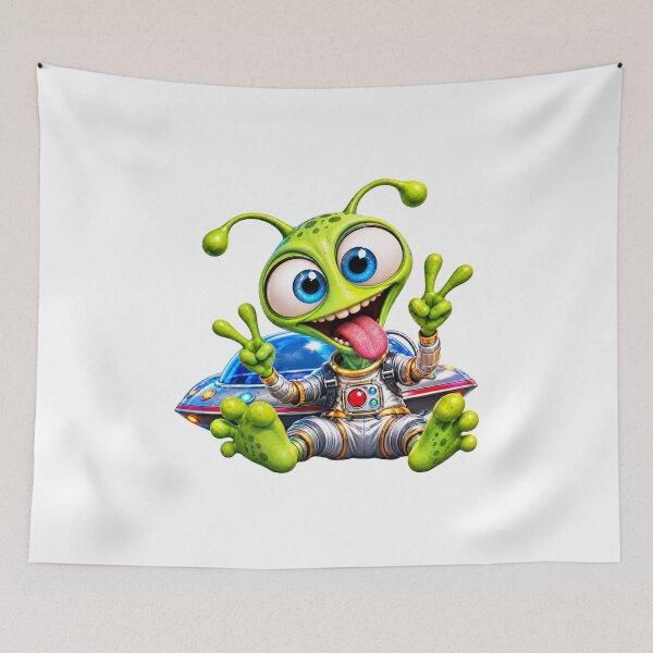 Item preview, Funny Green Alien UFO – Goofy Space Cartoon designed and sold by AleksanderLamek.