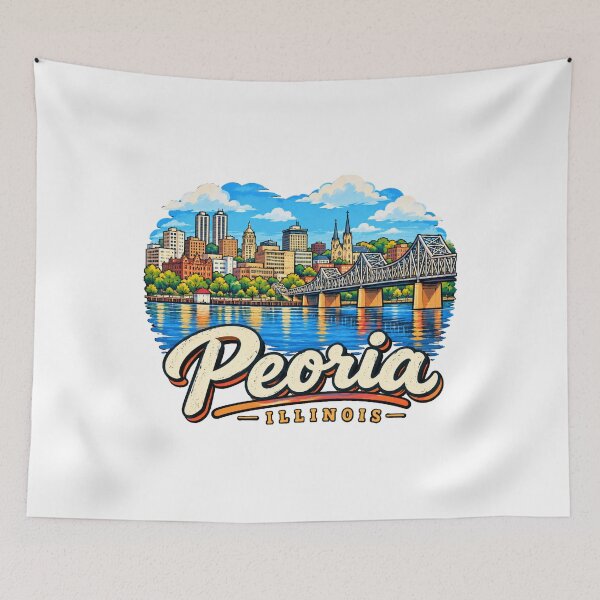 Item preview, Hand Drawn Peoria Illinois Travel Souvenir Landmark Gift designed and sold by MichaeIRellov.