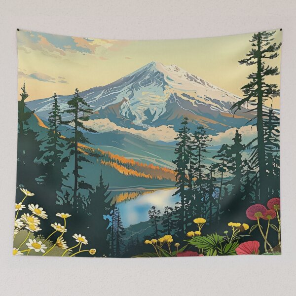 Item preview, Where The Wildflowers Meet The Mountains Gustav Klimt Flower Garden Nature Painting Landscape Scenery Digital Illustration designed and sold by Matt_Smith.