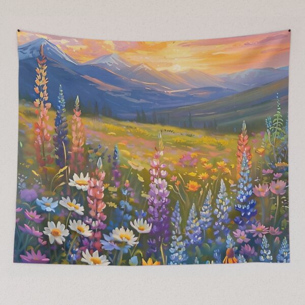 Item preview, Where The Wildflowers Meet The Mountains Gustav Klimt Flower Garden Nature Painting Landscape Scenery Digital Illustration designed and sold by Matt_Smith.