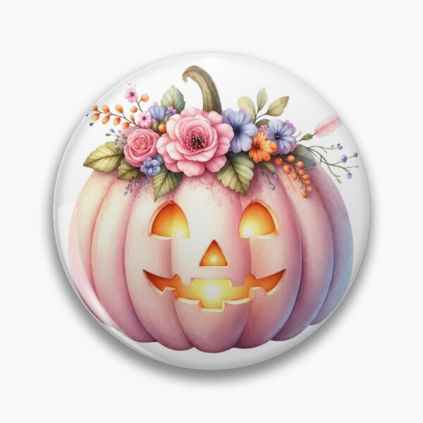 Item preview, Pink Floral Jack O Lantern Cute Halloween Pumpkin designed and sold by Maryna_Reine.