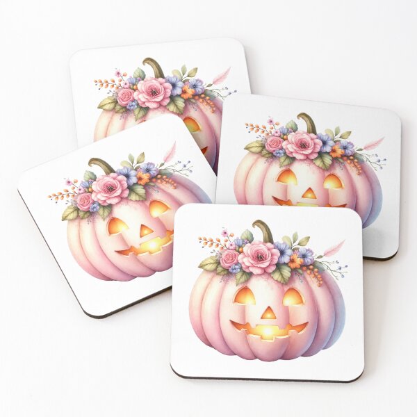 Item preview, Pink Floral Jack O Lantern Cute Halloween Pumpkin designed and sold by Maryna_Reine.