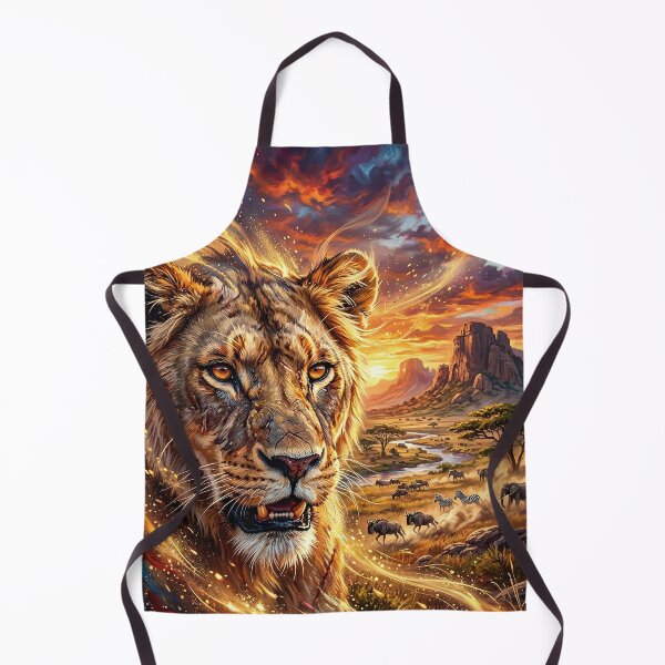 Artikelvorschau, Lioness Portrait - Epic African Sunset Art entworfen und verkauft von Lucid Dream Pixel.