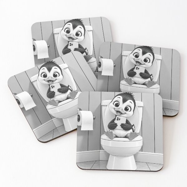 Item preview, Funny Duck Toilet Black and White Bathroom Art designed and sold by dreamybyana.