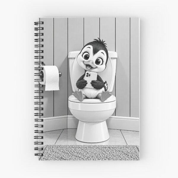Item preview, Funny Duck Toilet Black and White Bathroom Art designed and sold by dreamybyana.